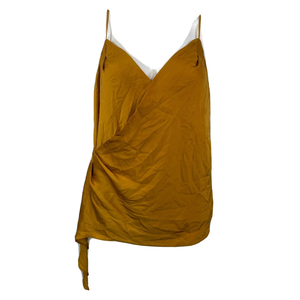 Express Tank Top Womens Sz S Brown Gold V-Neck Wrap Cami Ruched